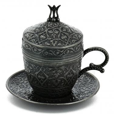 Турецкая чашка 110 мл (Темное серебро)